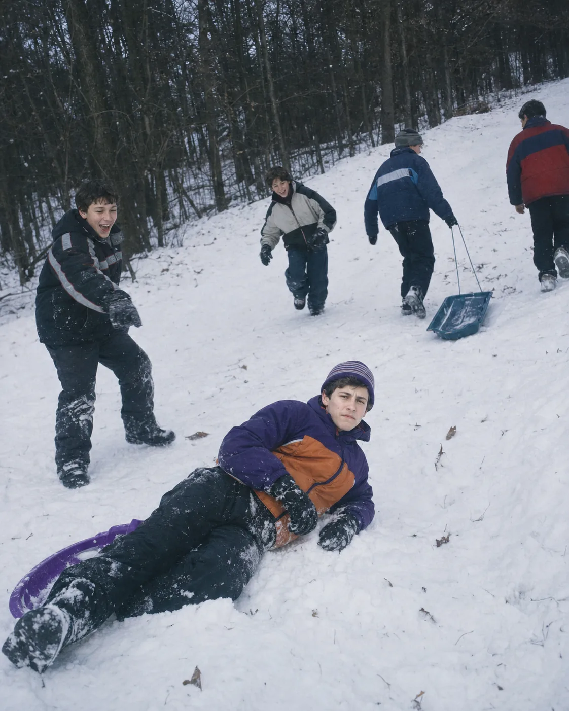 Teenage Alex after falling from a sled